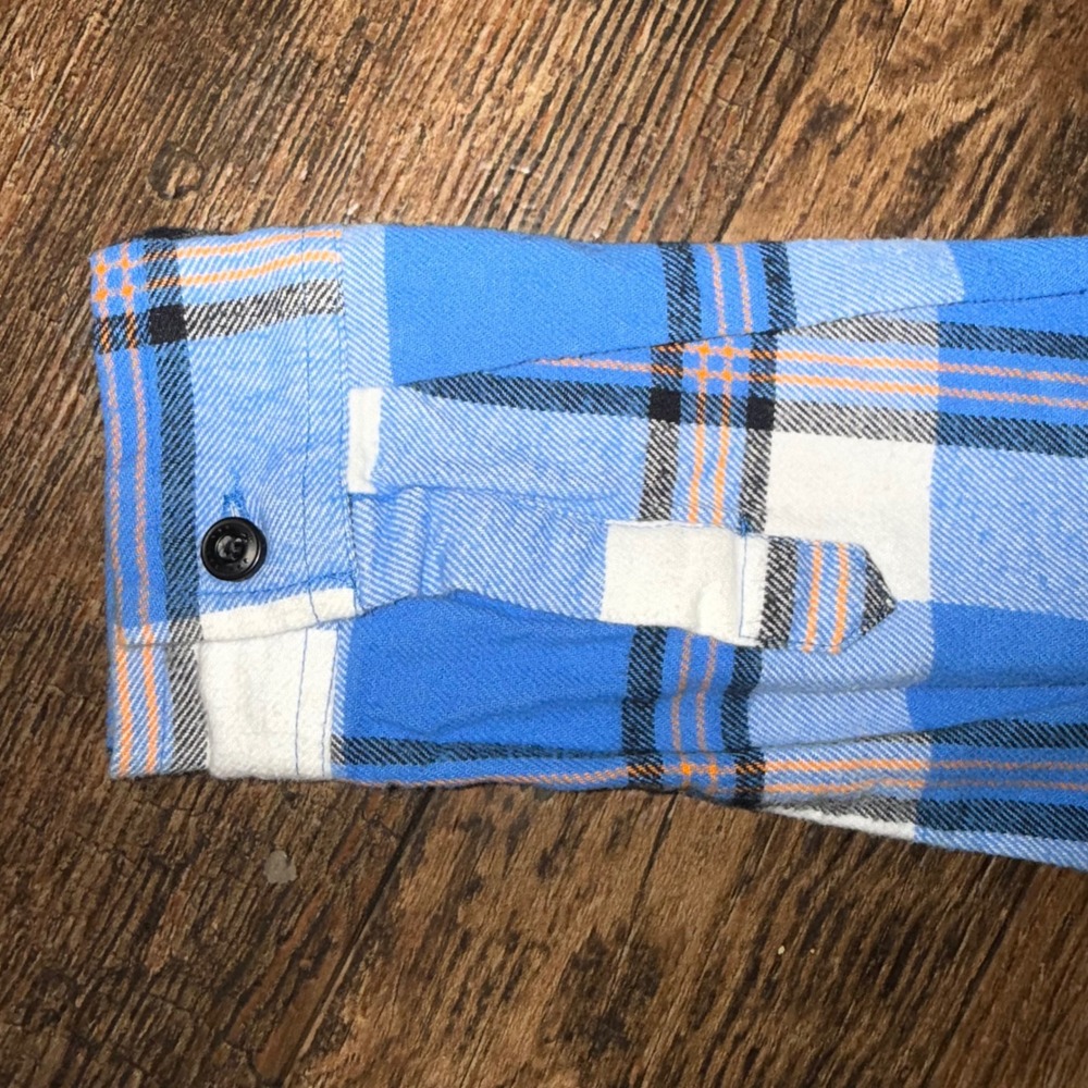 Hurley Boys Size 6 Blue Plaid Flannel Long Sleeve Button Down Shirt - Picture 8 of 10